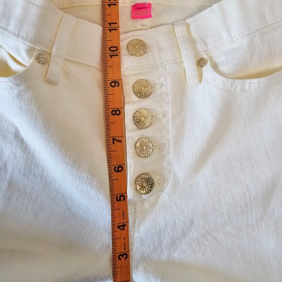 Lilly Pulitzer South Ocean High‎ Rise Lemon Meringue Jeans SZ 10 - Picture 6 of 10